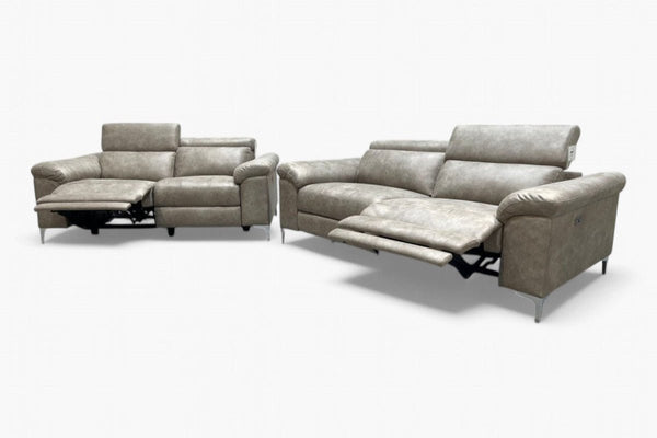 Elise 3 & 2 Seater Power Reclining Sofas & Power Headrests, Mink Fabric