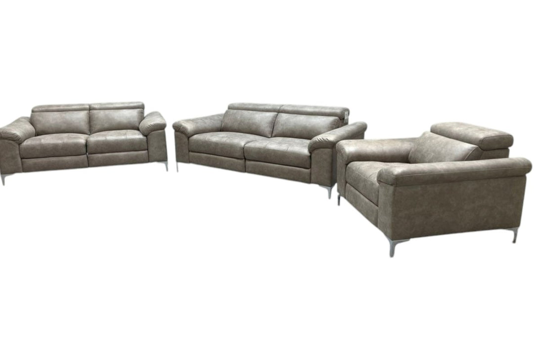 Elise 3 & 2 Seater Sofas & Armchair - Power Recliners & Power Headrests, Mink Fabric