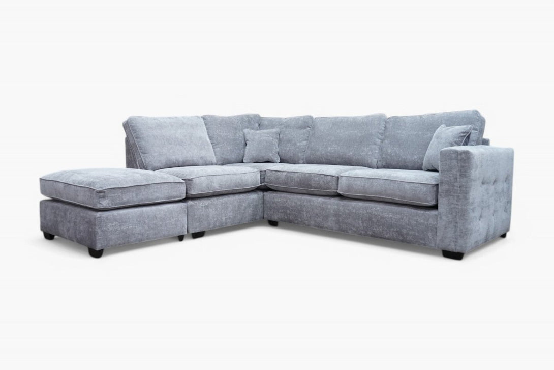 Emperor LHF Corner Chaise Sofa & Footstool, Meridian Shark