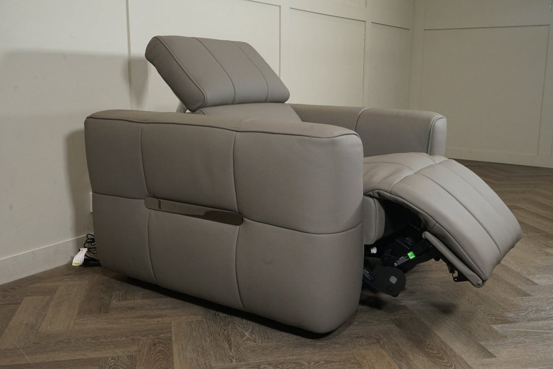 Evolution Leather Recliner Armchair, Power Foot / Tilt Headrests, Elephant Grey