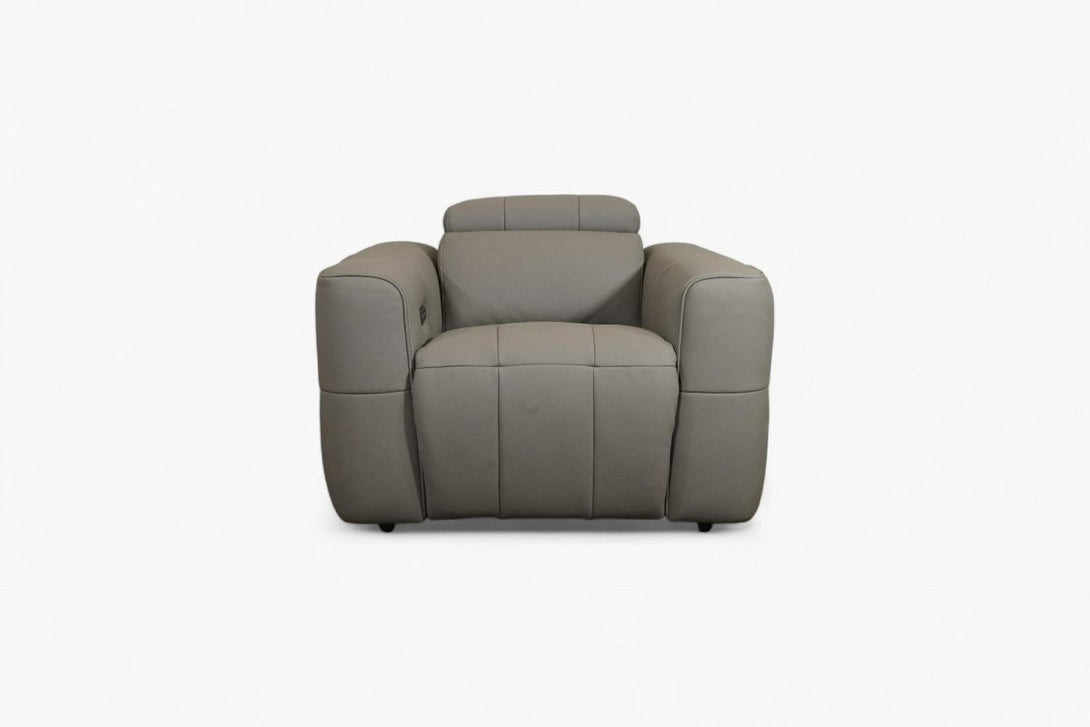 Evolution Leather Recliner Armchair, Power Foot / Tilt Headrests, Elephant Grey