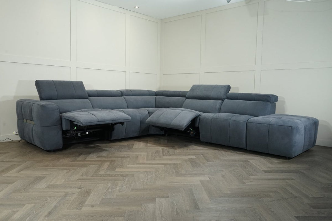 Evolution RHF Power Corner Sofa, Nubuck Leather Storm