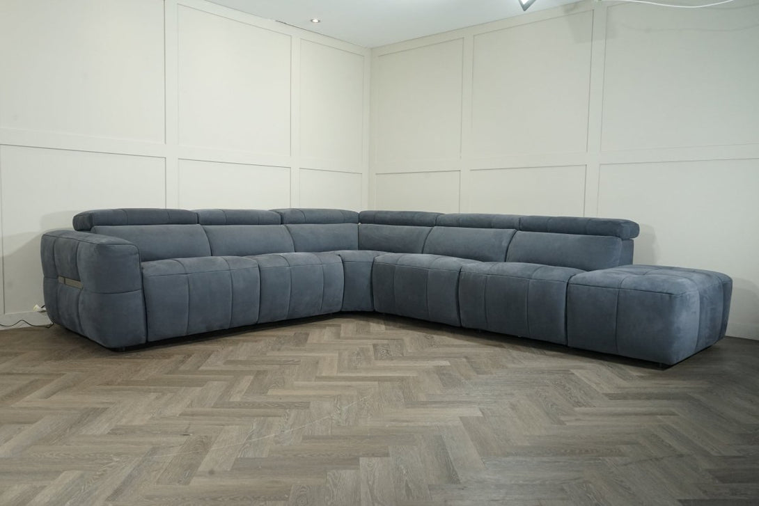 Evolution RHF Power Corner Sofa, Nubuck Leather Storm