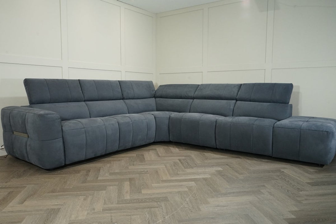 Evolution RHF Power Corner Sofa, Nubuck Leather Storm