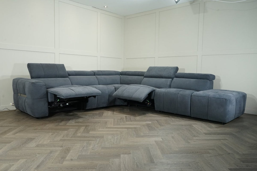 Evolution RHF Power Corner Sofa, Nubuck Leather Storm