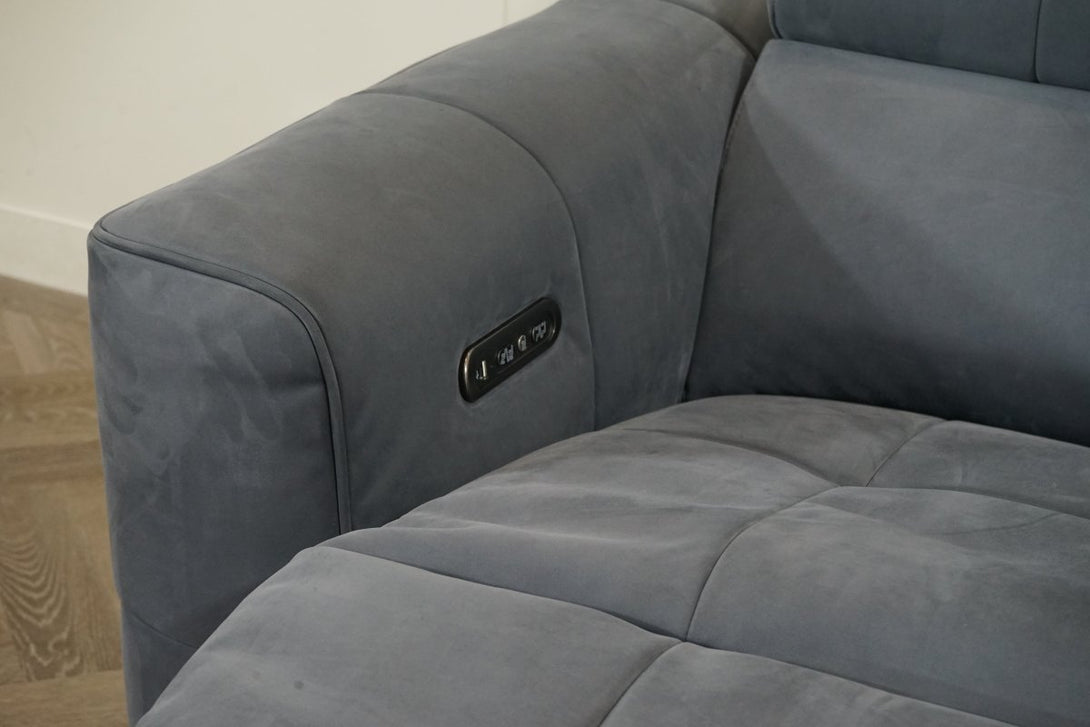 Evolution RHF Power Corner Sofa, Nubuck Leather Storm