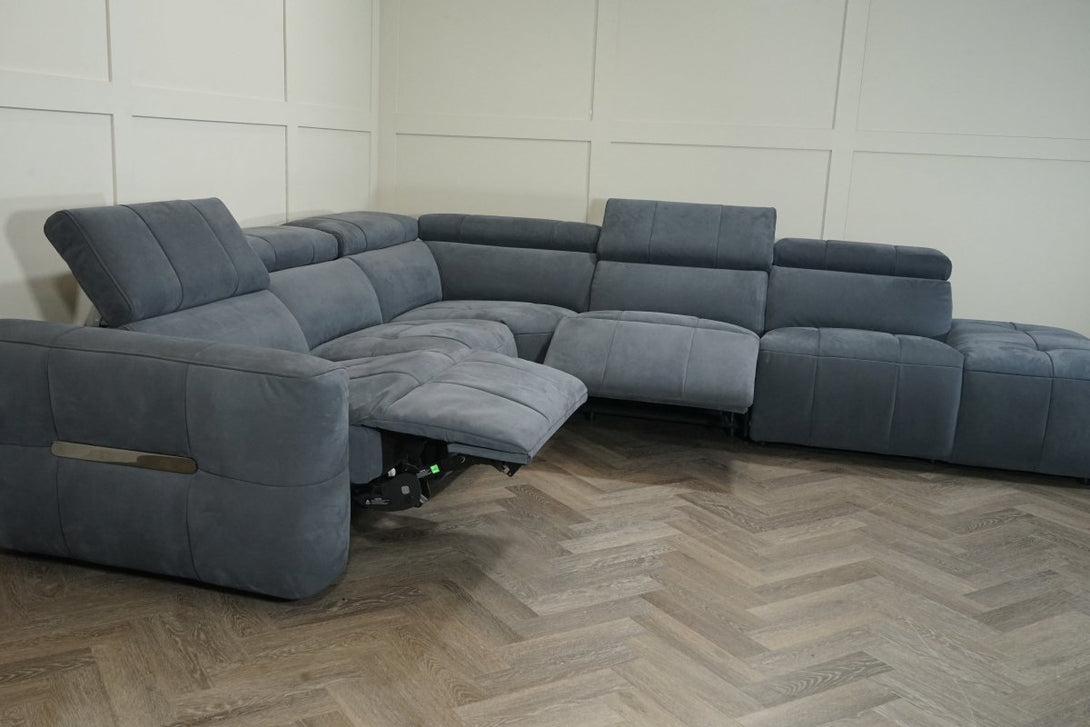Evolution RHF Power Corner Sofa, Nubuck Leather Storm