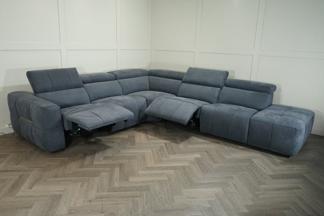 Evolution RHF Power Corner Sofa, Nubuck Leather Storm