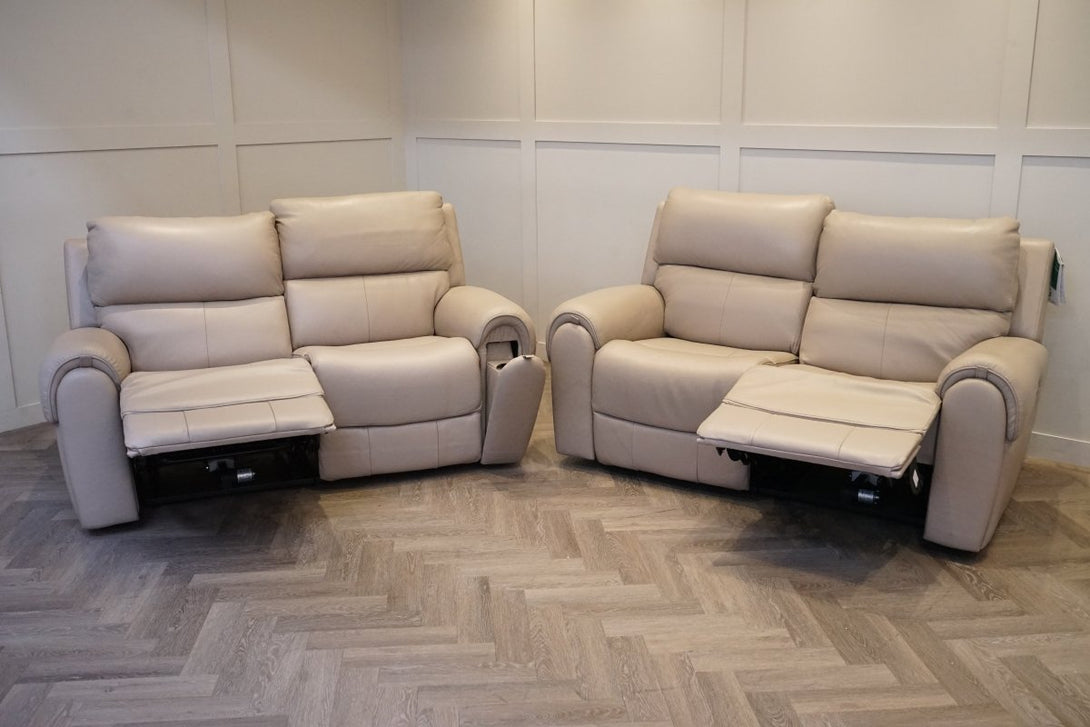 Ezra 2+2 Seater Sofa Set, Power Recliner & Headrests, Oyster Leather
