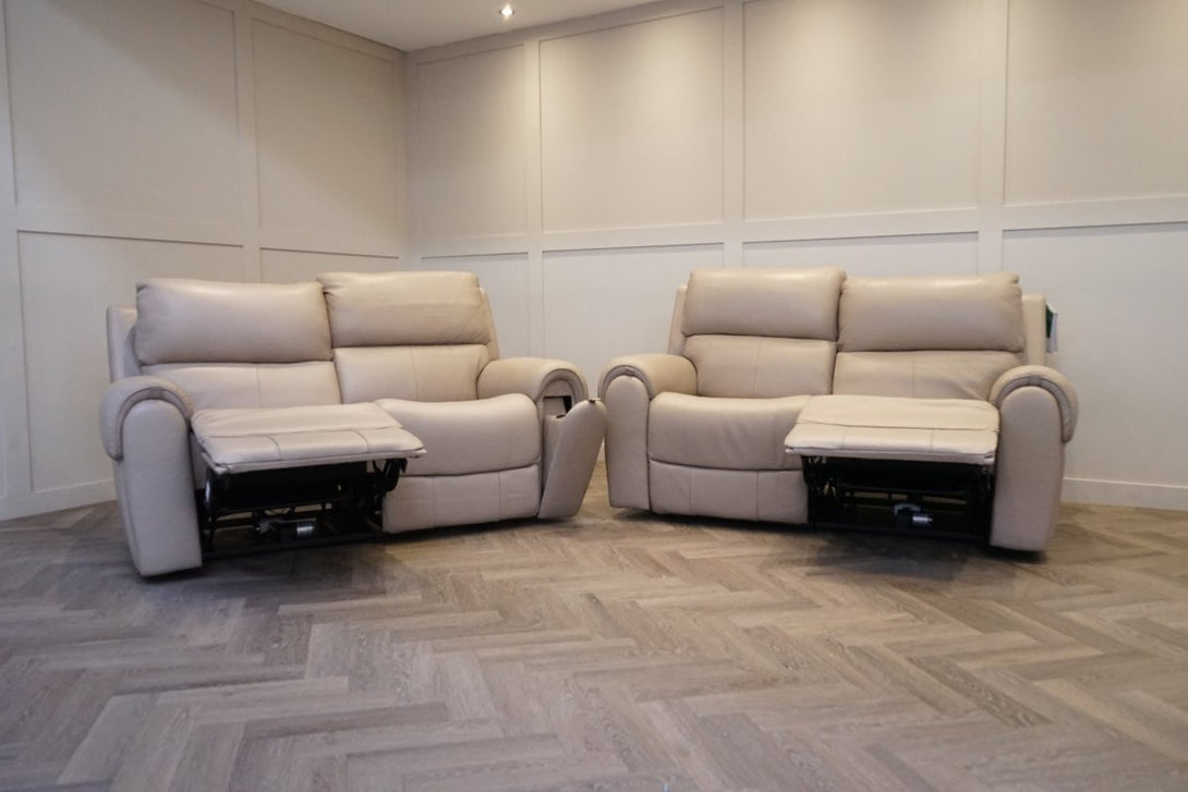 Ezra 2+2 Seater Sofa Set, Power Recliner & Headrests, Oyster Leather