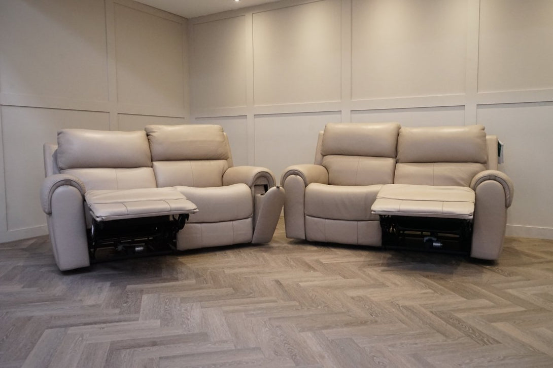 Ezra 2+2 Seater Sofa Set, Power Recliner & Headrests, Oyster Leather