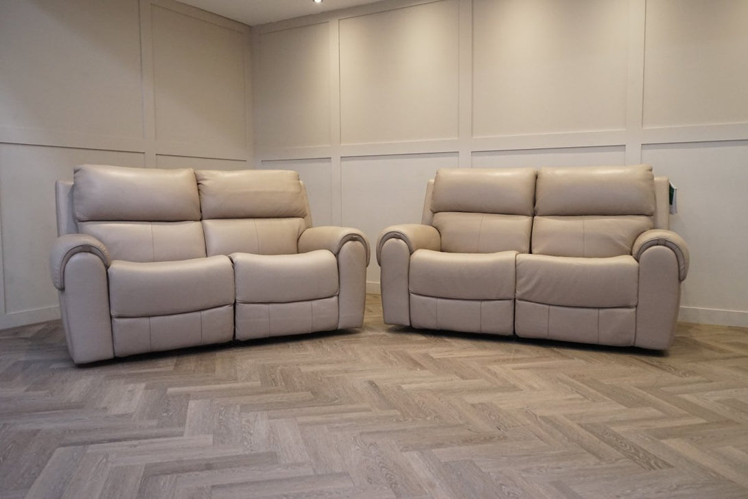 Ezra 2+2 Seater Sofa Set, Power Recliner & Headrests, Oyster Leather