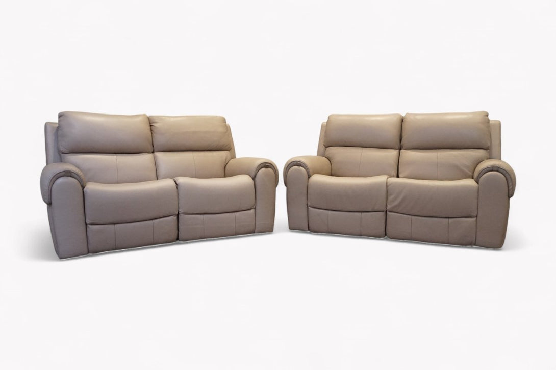 Ezra 2+2 Seater Sofa Set, Power Recliner & Headrests, Oyster Leather