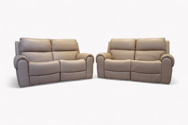 Ezra 2+2 Seater Sofa Set, Power Recliner & Headrests, Oyster Leather