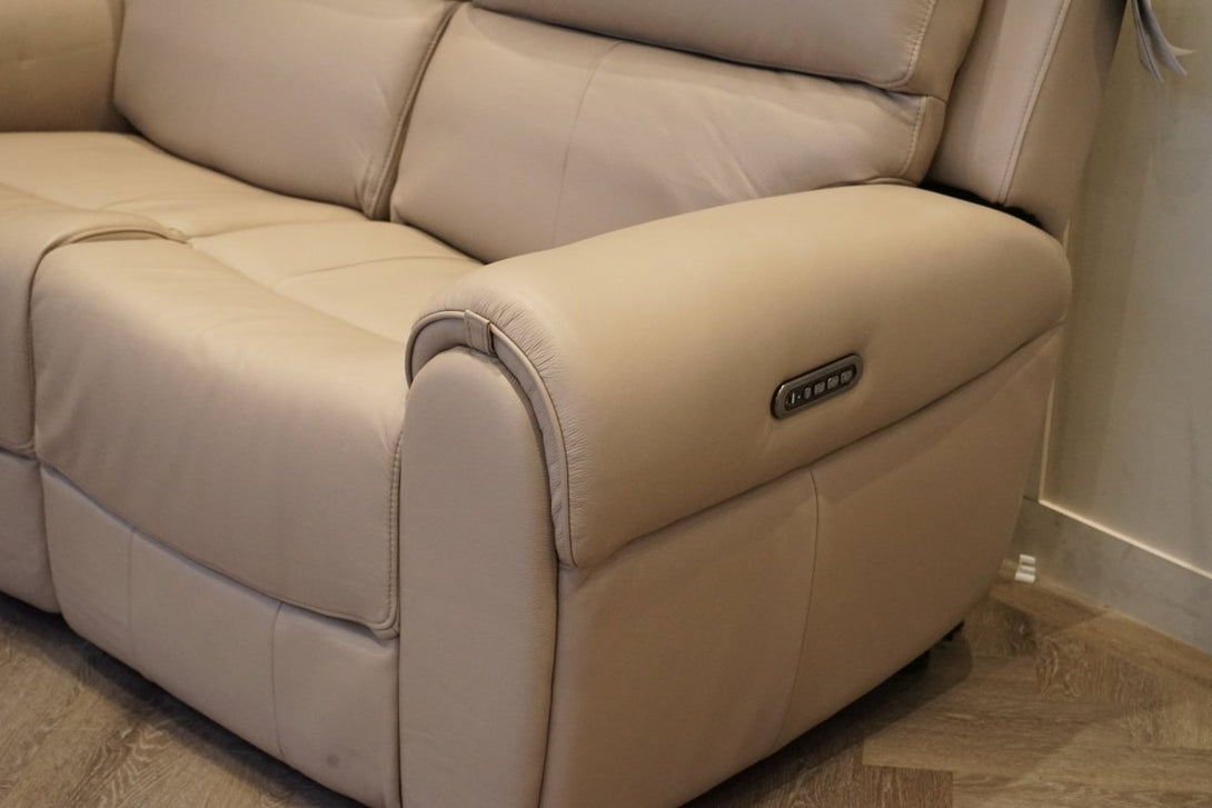 Ezra 2+2 Seater Sofa Set, Power Recliner & Headrests, Oyster Leather