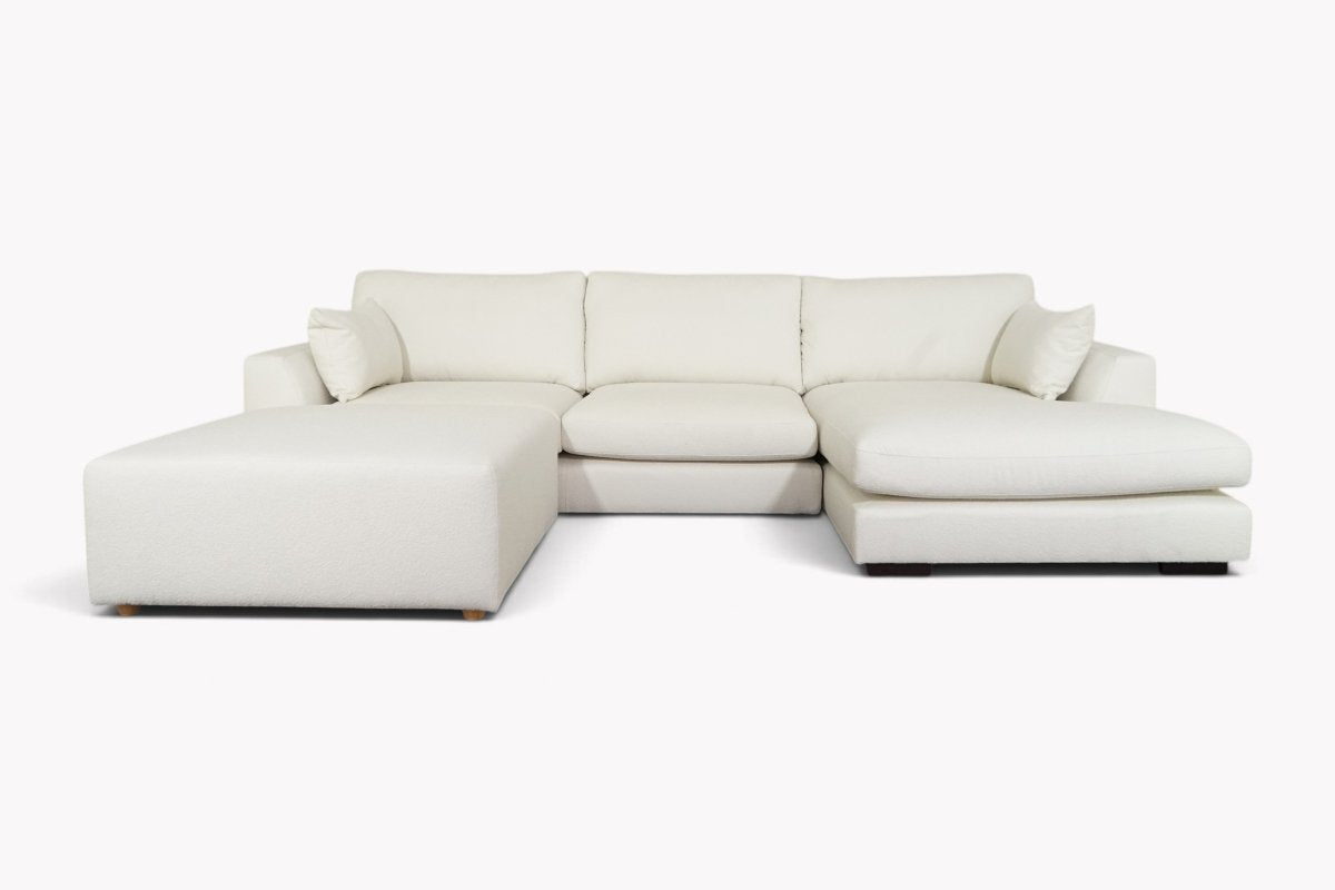 Felix RHF Corner Chaise Sofa & Footstool, Boucle Ivory