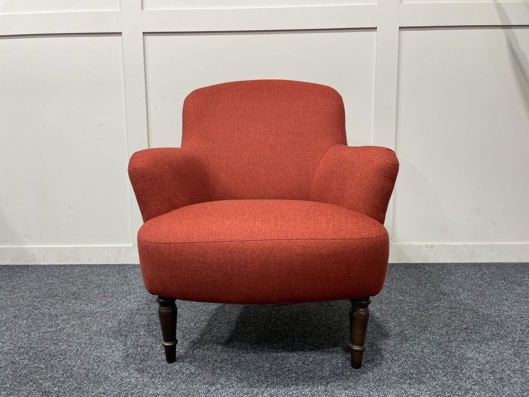 Fireside Low Back Armchair, Dark Leg, Brushed Tweed Red