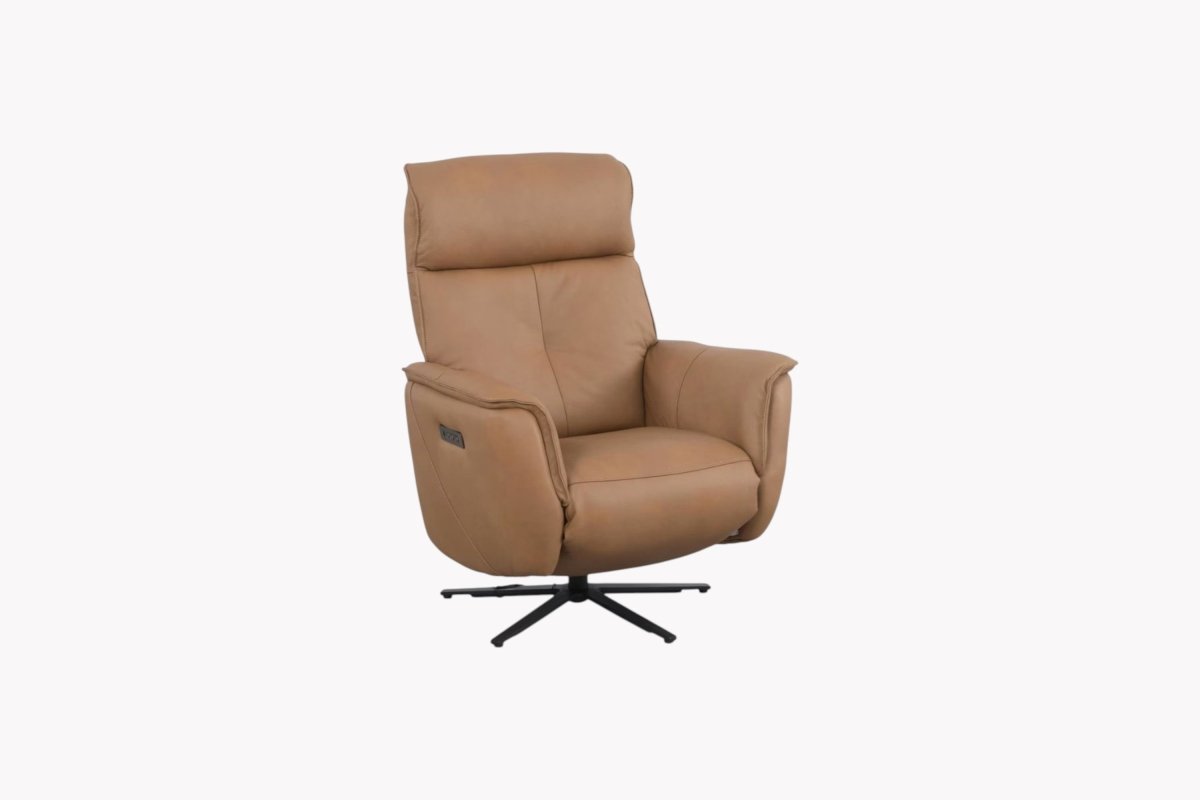 Float Zero Gravity Power Recliner Leather Chair, Tan Leather