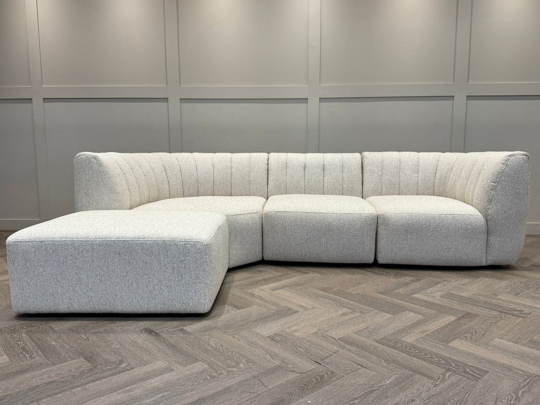 Flow LHF Chaise End Sofa, Easy Clean Soft Boucle Natural