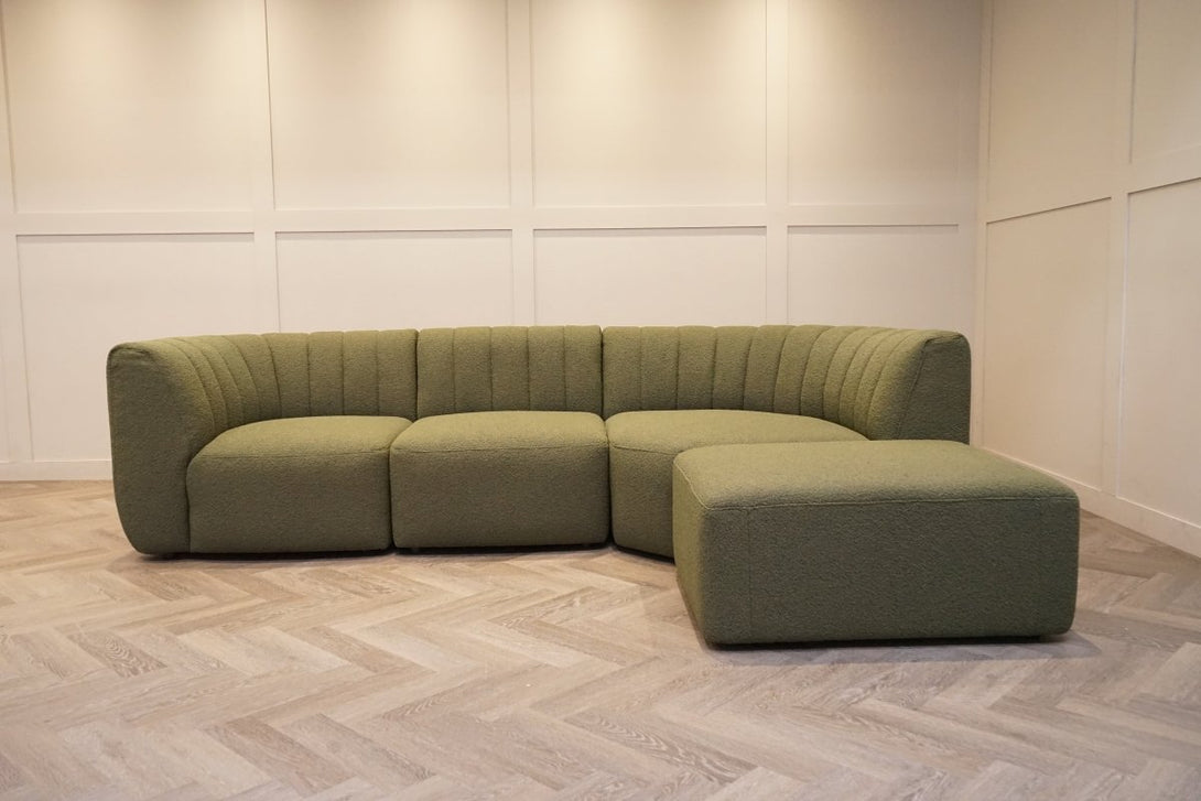 Flow RHF Chaise End Sofa, Boucle Olive Green