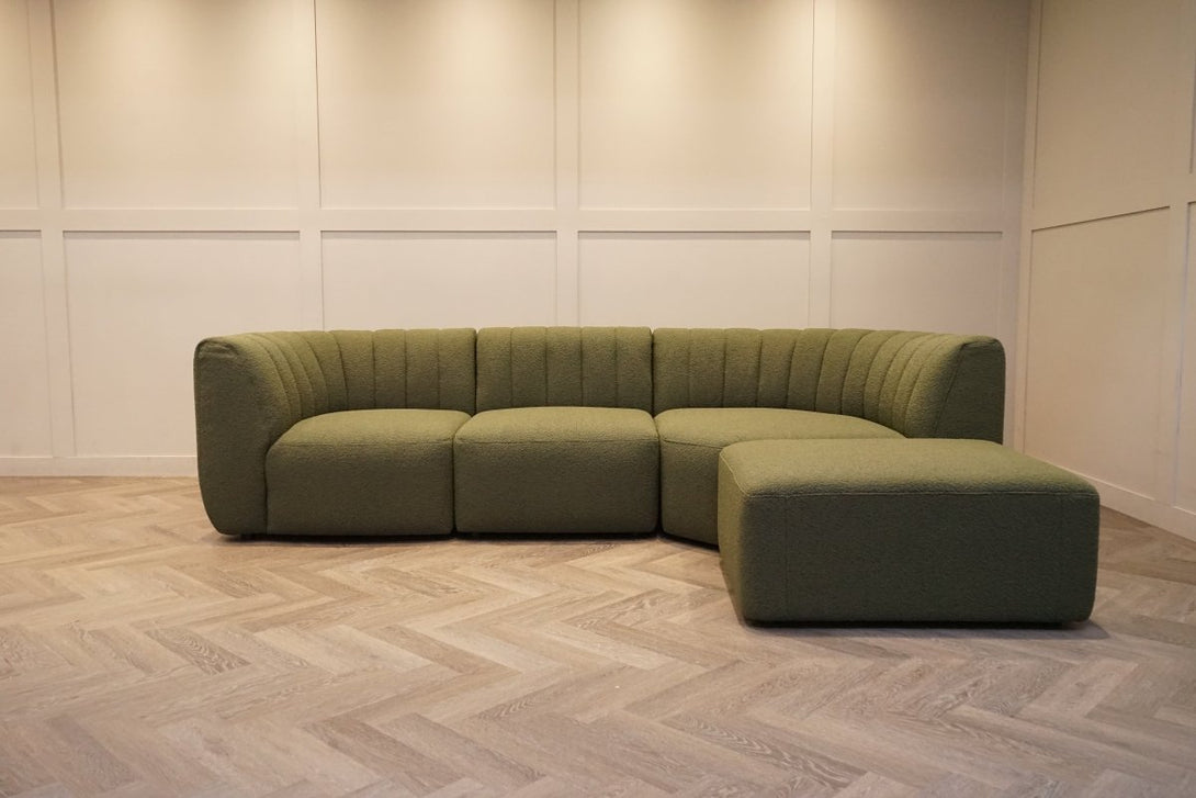 Flow RHF Chaise End Sofa, Boucle Olive Green