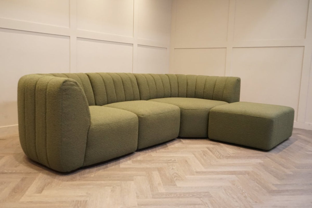 Flow RHF Chaise End Sofa, Boucle Olive Green