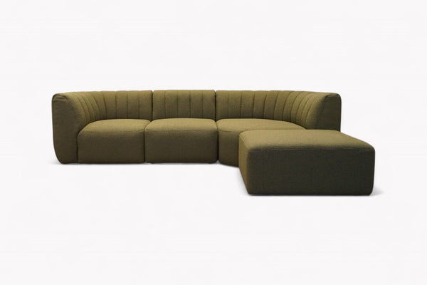 Flow RHF Chaise End Sofa, Boucle Olive Green