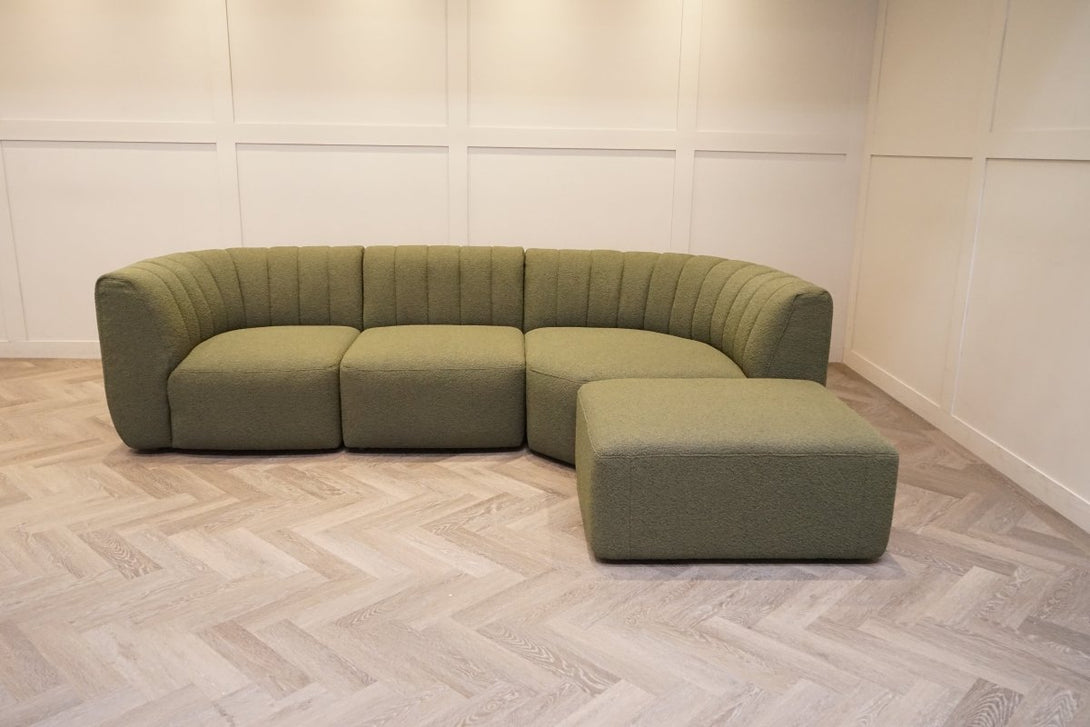 Flow RHF Chaise End Sofa, Boucle Olive Green