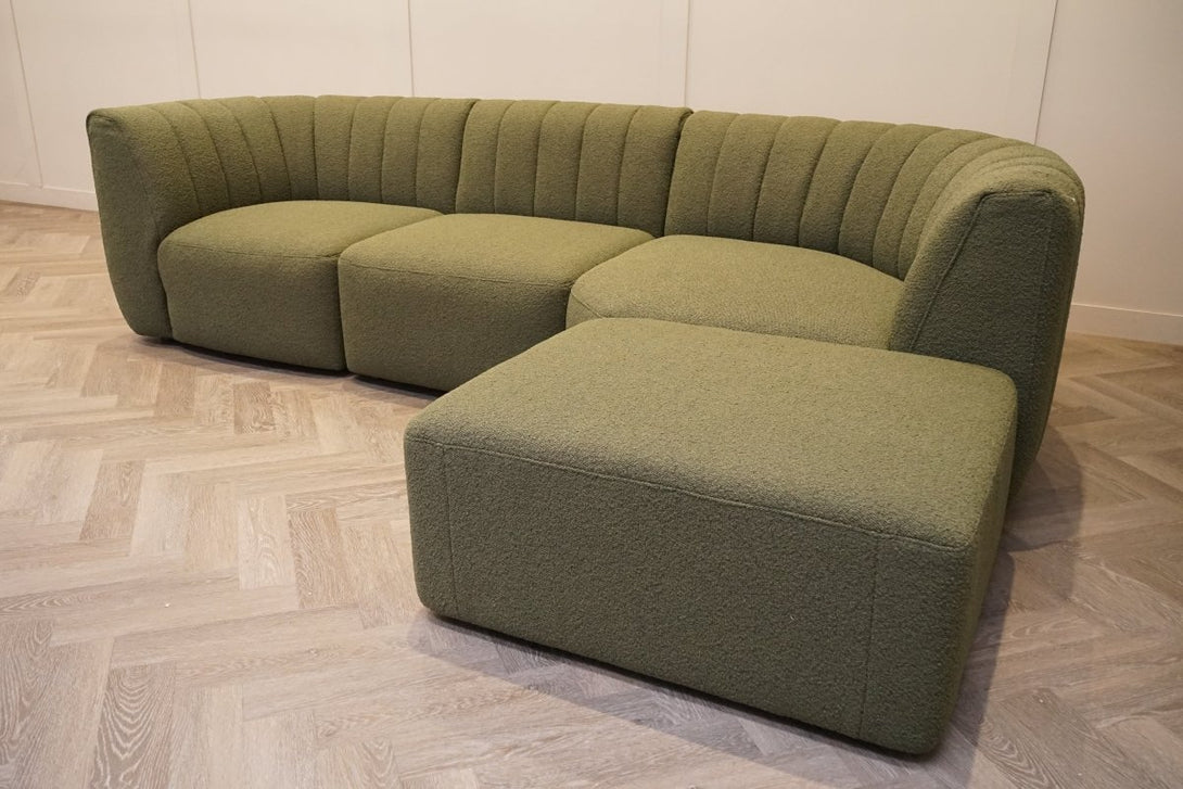 Flow RHF Chaise End Sofa, Boucle Olive Green