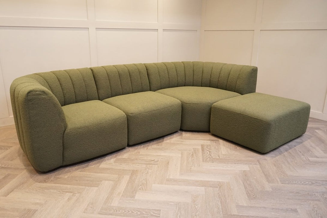 Flow RHF Chaise End Sofa, Boucle Olive Green