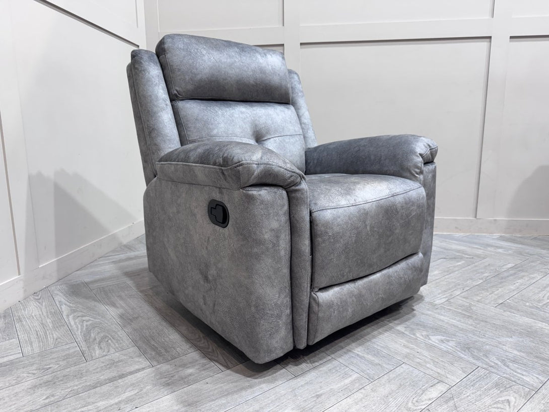 Foster Fabric 2 + 1 + 1 Manual Recliner Sofa Set, Dapple Silver