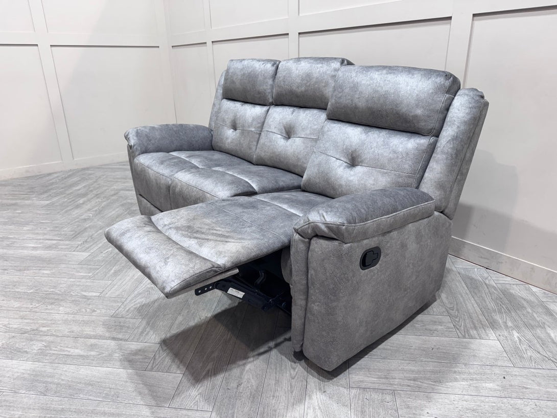 Foster Fabric 3 + 1 + 1 Manual Recliner Sofa Set, Dapple Silver