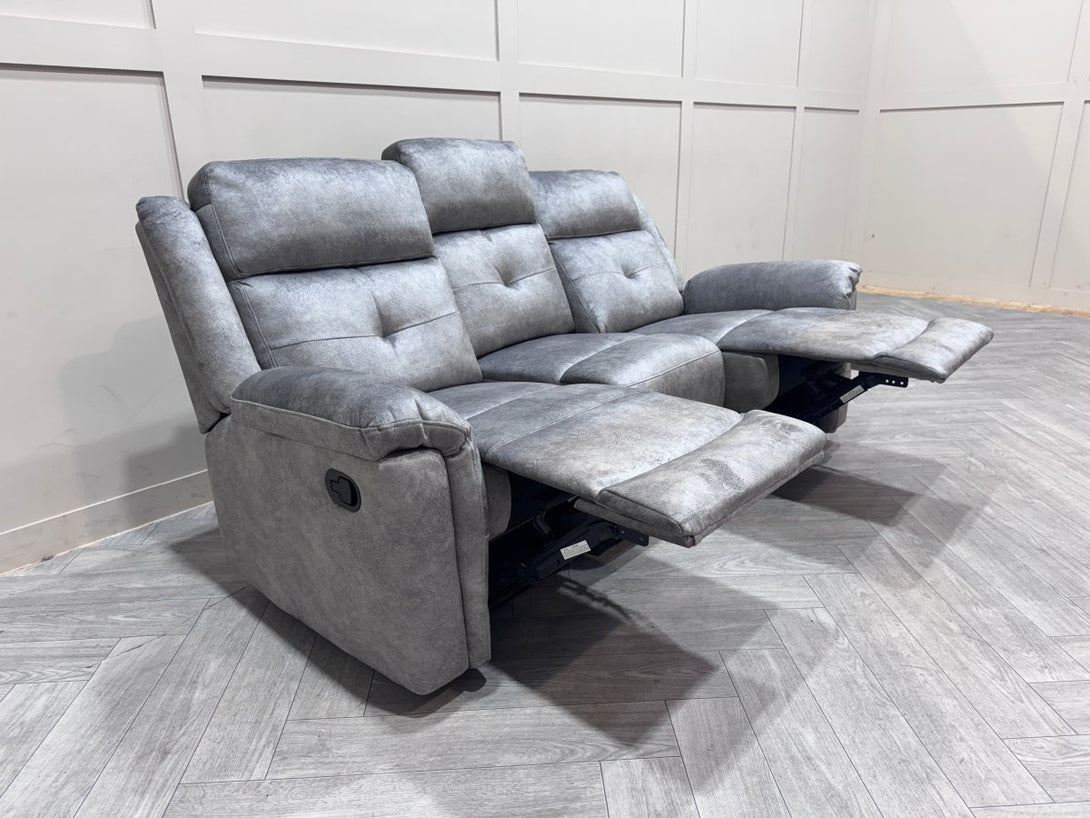 Foster Fabric 3 + 1 Manual Recliner Sofa Set, Dapple Silver