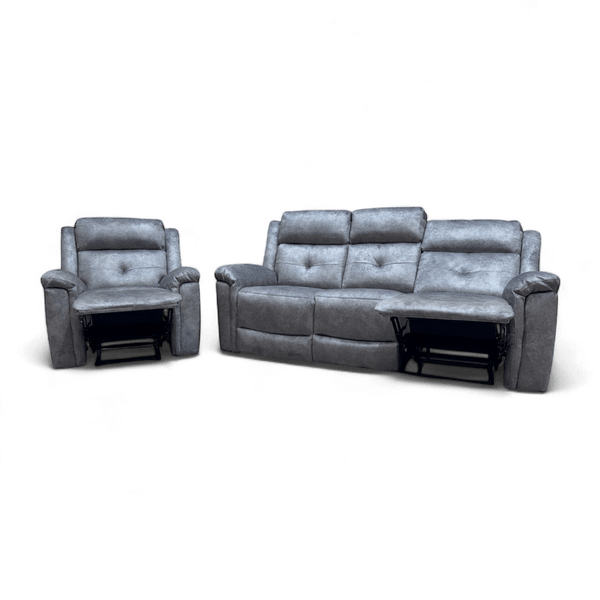 Foster Fabric 3 + 1 Manual Recliner Sofa Set, Dapple Silver