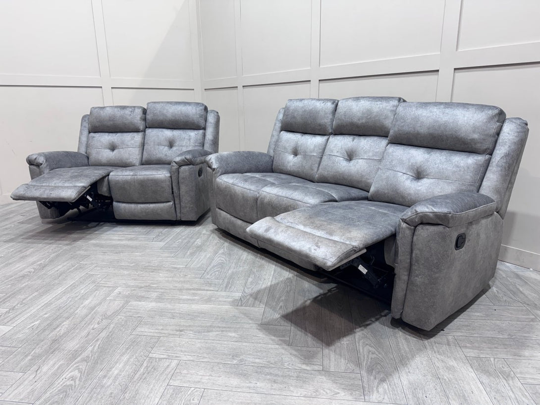 Foster Fabric 3 + 2 + 1 Manual Recliner Sofa Set, Dapple Silver