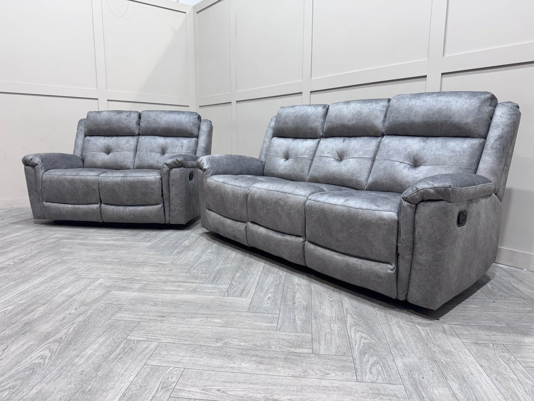 Foster Fabric 3 + 2 + 1 Manual Recliner Sofa Set, Dapple Silver