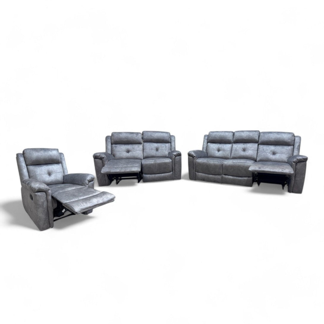 Foster Fabric 3 + 2 + 1 Manual Recliner Sofa Set, Dapple Silver