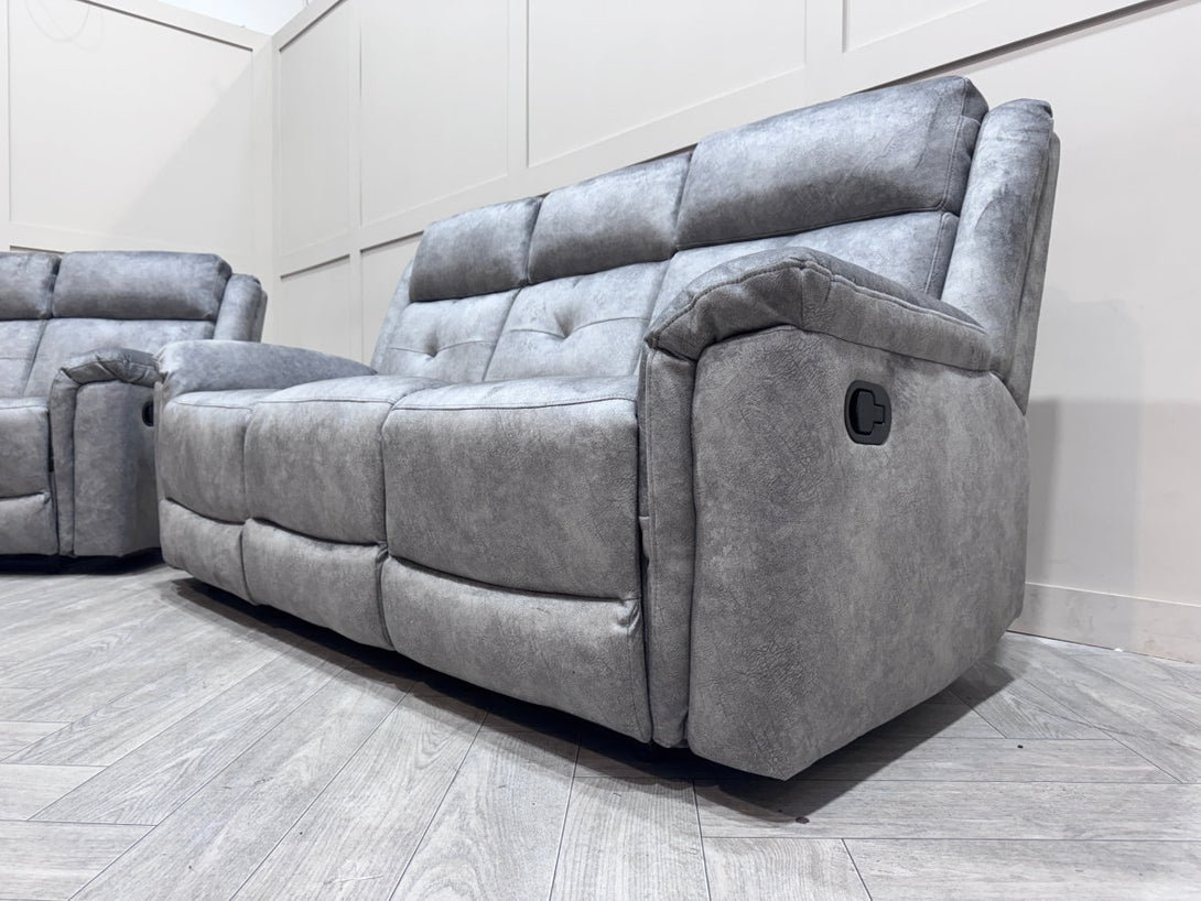 Foster Fabric 3 + 2 + 1 Manual Recliner Sofa Set, Dapple Silver