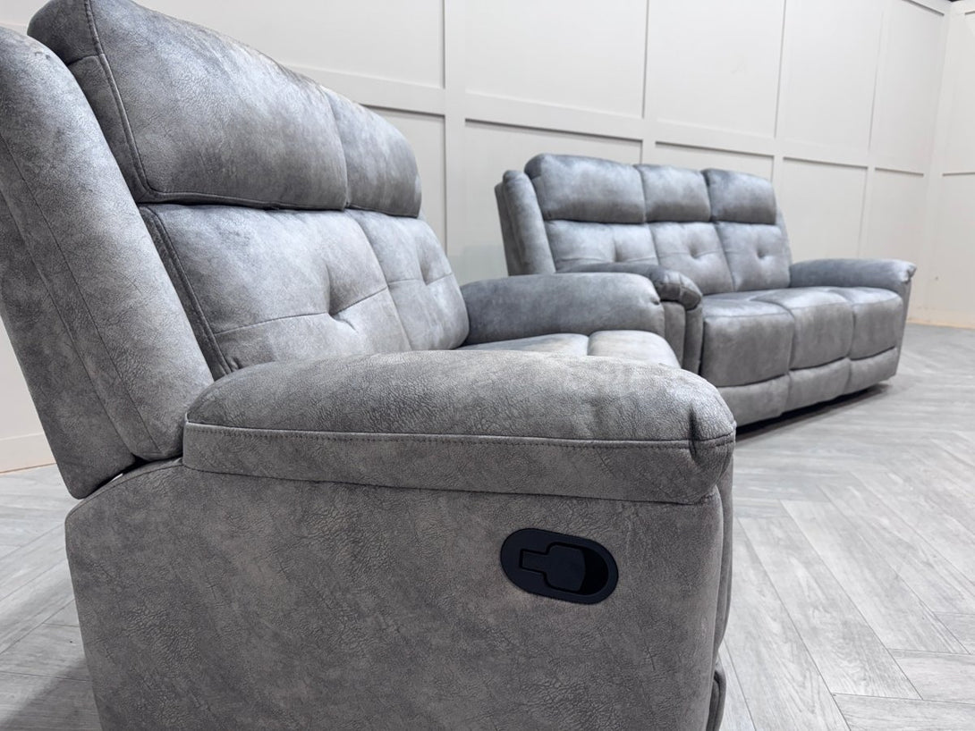 Foster Fabric 3 + 2 Manual Recliner Sofa Set, Dapple Silver