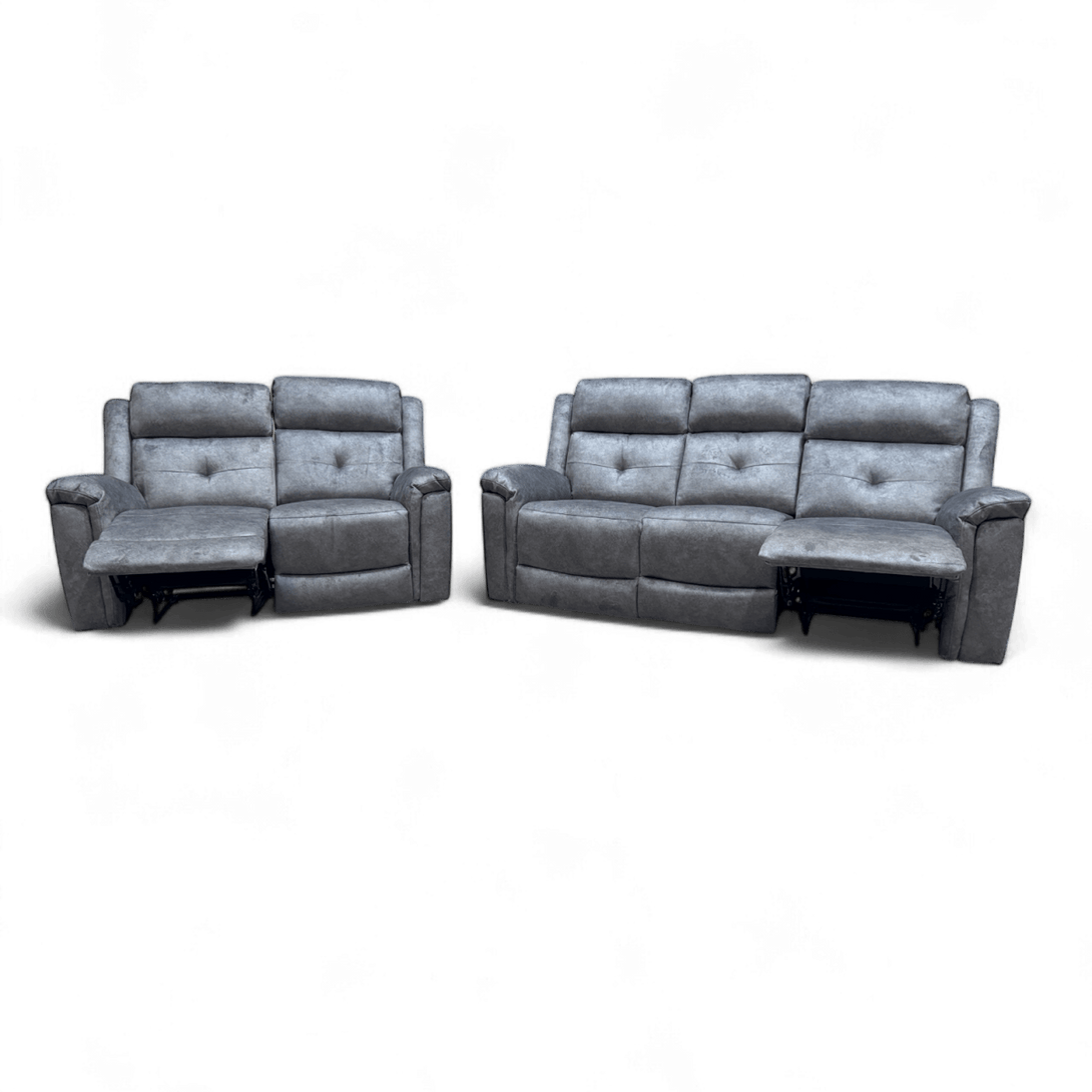 Foster Fabric 3 + 2 Manual Recliner Sofa Set, Dapple Silver