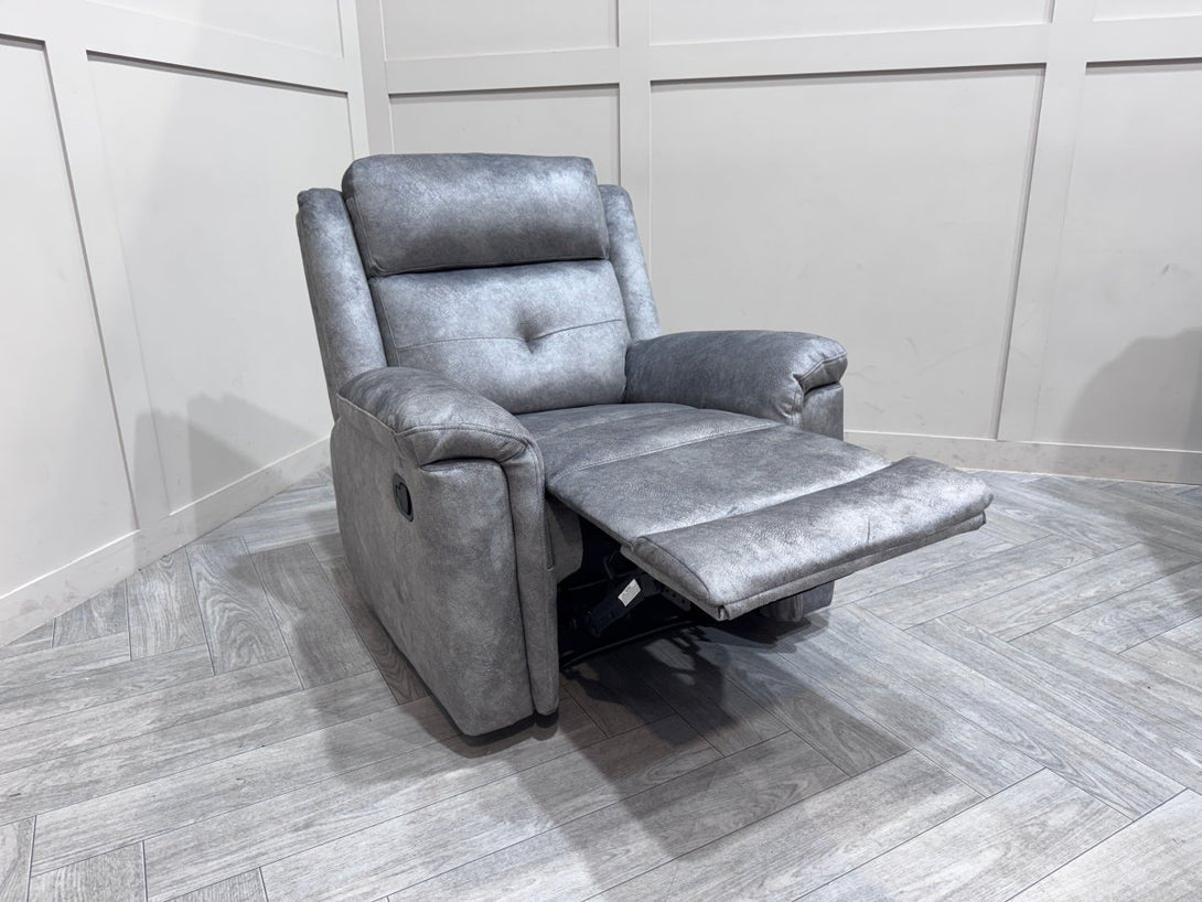 Foster Fabric Manual Recliner Armchair, Dapple Silver