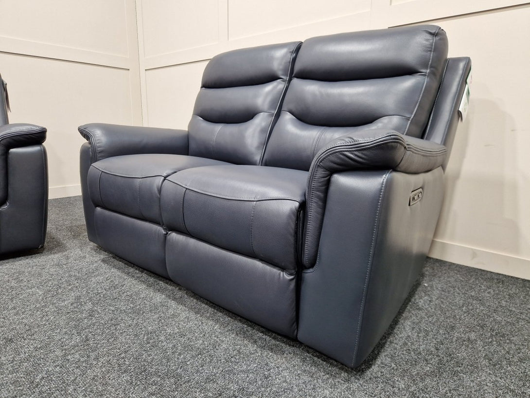 Gracie Leather 3 & 2 Seater Power Reclining Sofas, Torello Blue