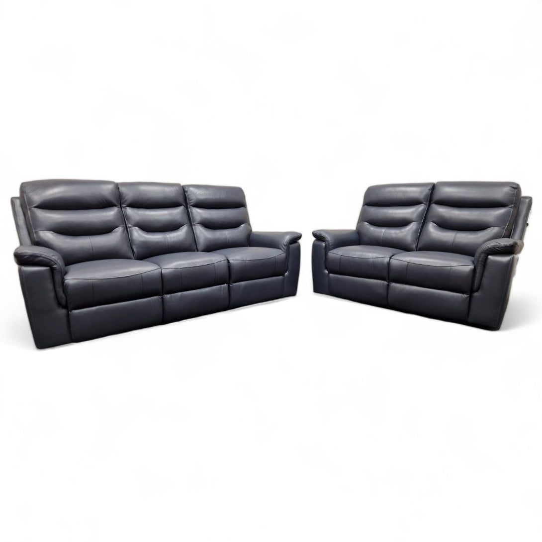 Gracie Leather 3 & 2 Seater Power Reclining Sofas, Torello Blue