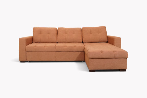 Grayson RHF Storage Chaise Sofa Bed, Rust Fabric