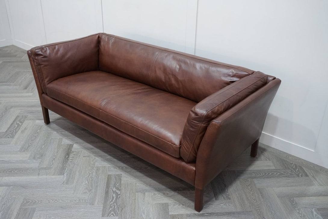 Groucho Medium 2 Seater Leather Sofa, Antique Whisky