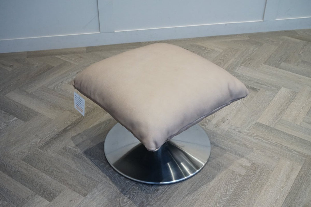 Halo Boss Leather Footstool, Tipped Taupe