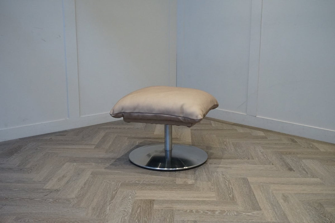 Halo Boss Leather Footstool, Tipped Taupe