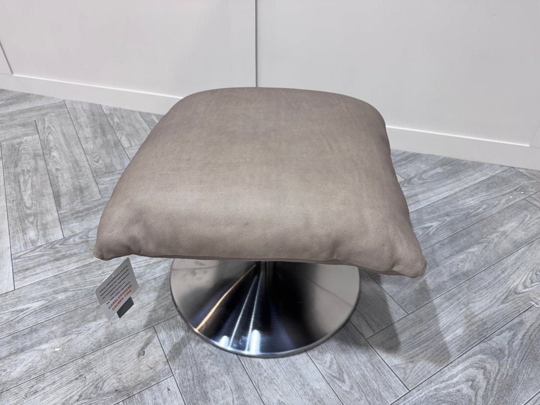 Halo Boss Leather Swivel Footstool, Steel Leg, Tipped Taupe