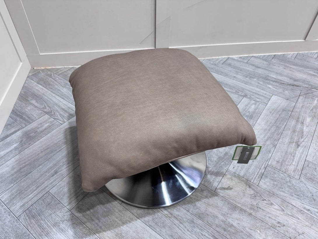 Halo Boss Leather Swivel Footstool, Steel Leg, Tipped Taupe