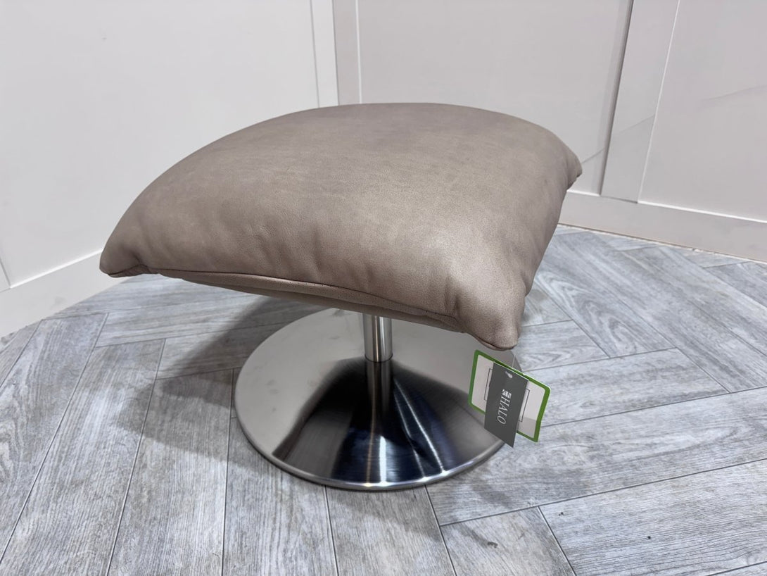 Halo Boss Leather Swivel Footstool, Steel Leg, Tipped Taupe